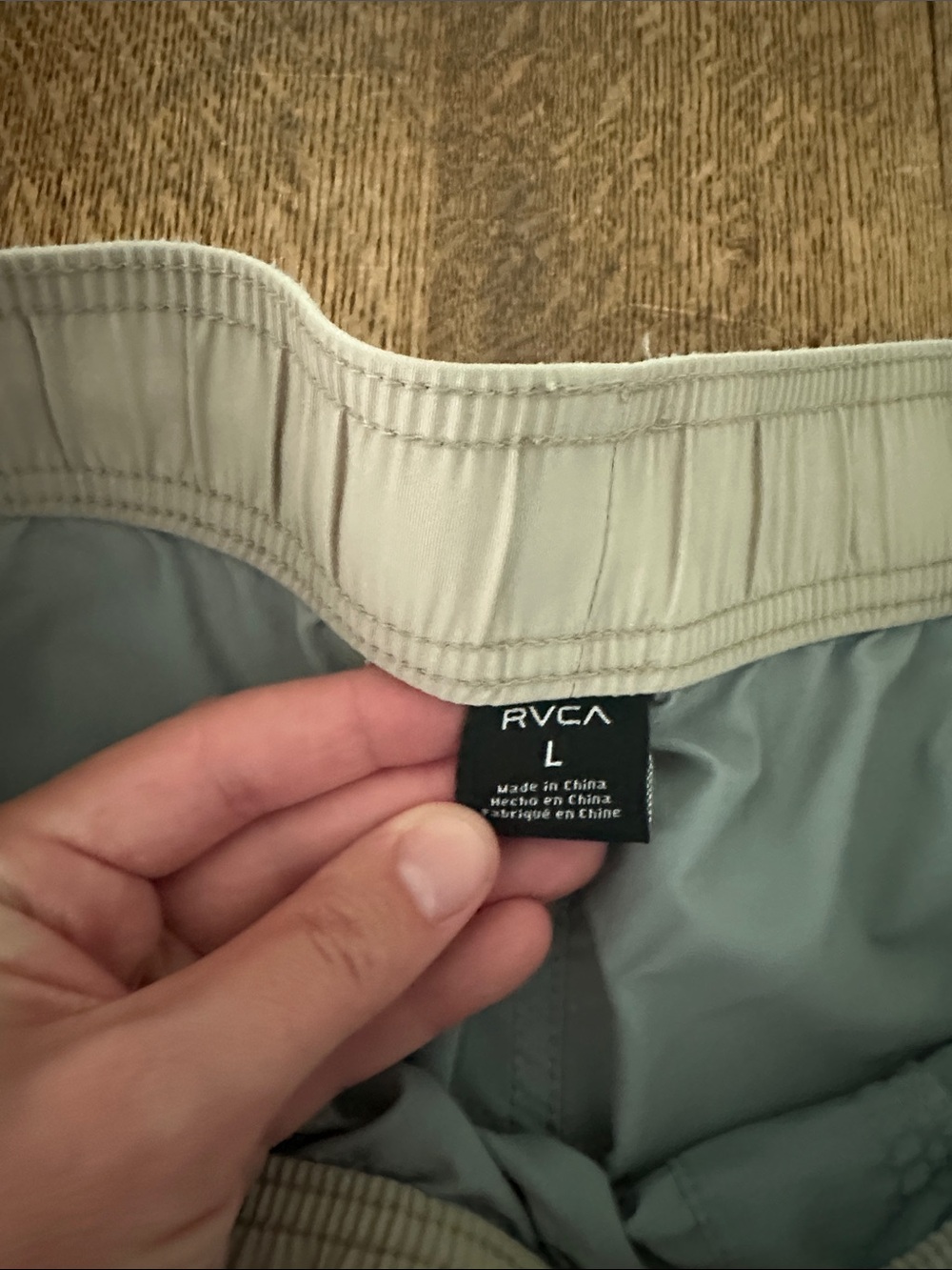 RVCA Light Blue Drawstring Swim Shorts with Cream Waistband - Picture 2 of 3